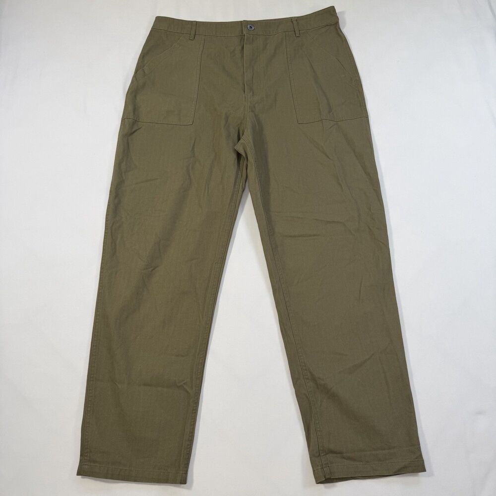 P&Co 304 Service Fatigue Pants Men 36 X 32 Olive Green Minimalist Preppy Utility